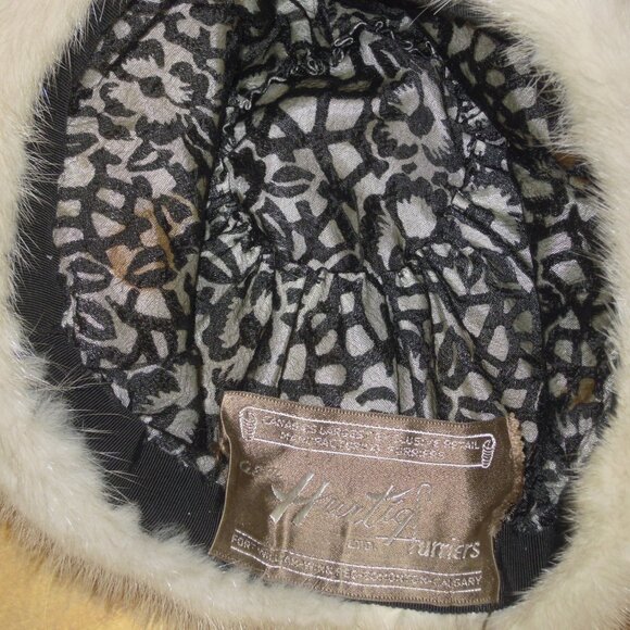 1960'S Vintage Genuine Real WHITE Fur Hat Mink Sz Small Hurtig Furriers - Picture 3 of 5
